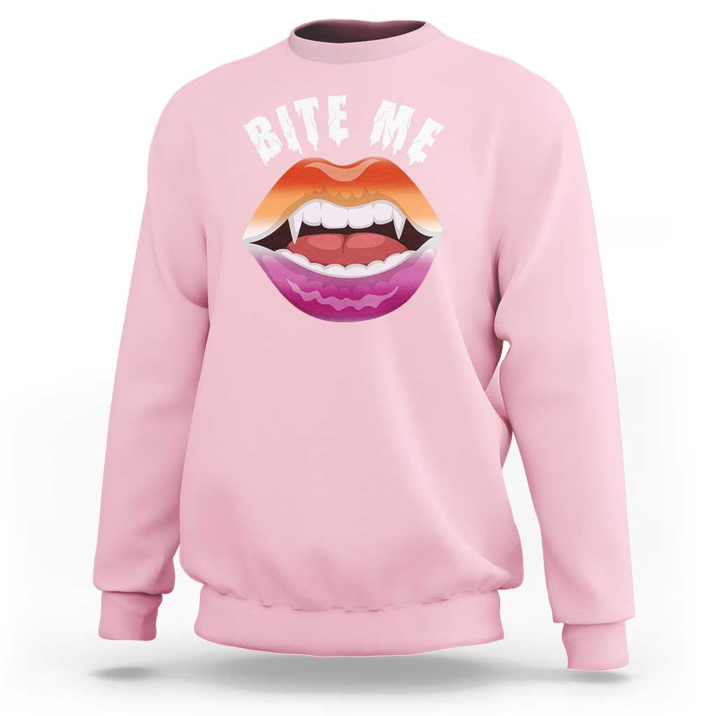 Vampire Lesbian Sweatshirt Bite Me Funny Halloween Spooky LGBT - Wonder Print Shop