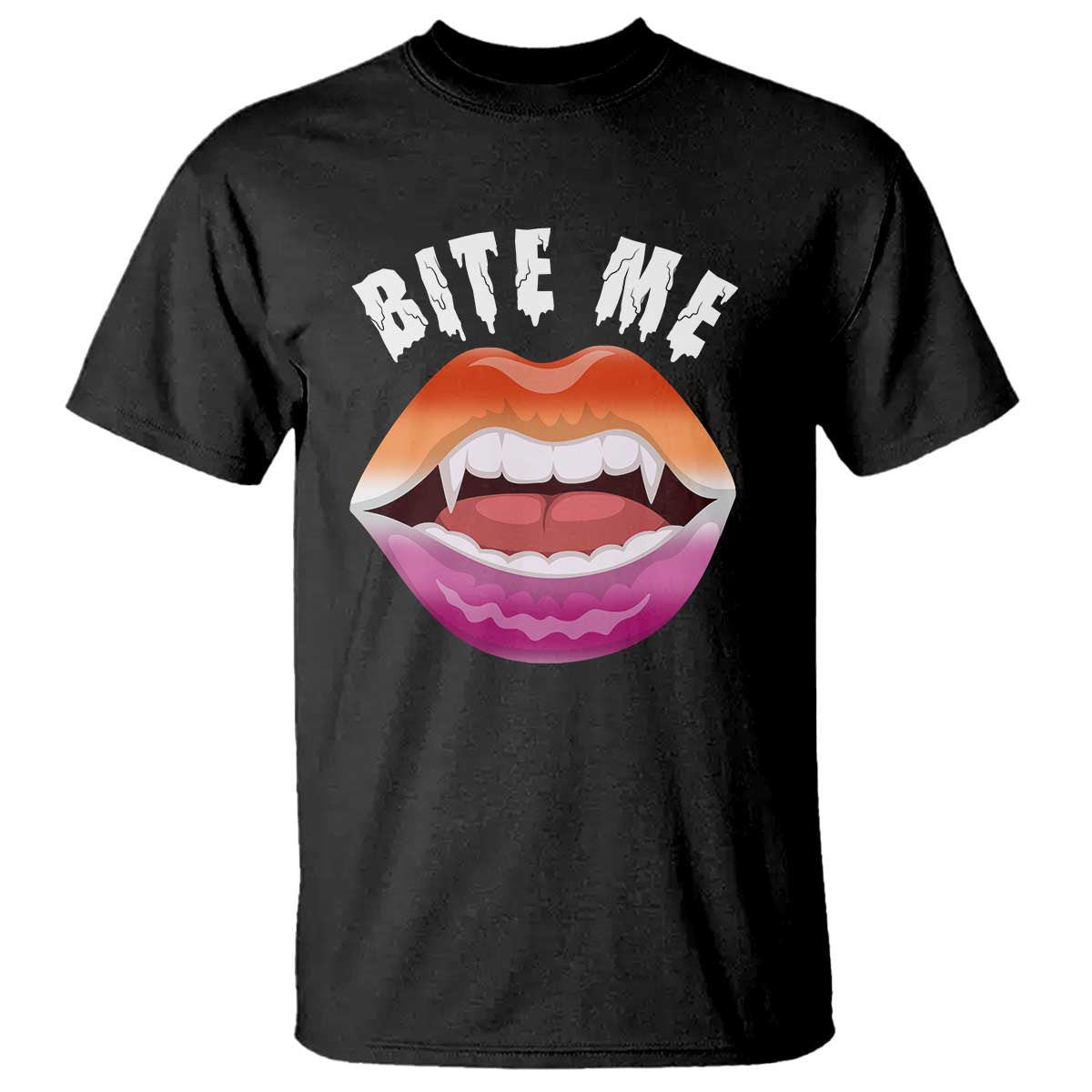 Vampire Lesbian T Shirt Bite Me Funny Halloween Spooky LGBT - Wonder Print Shop