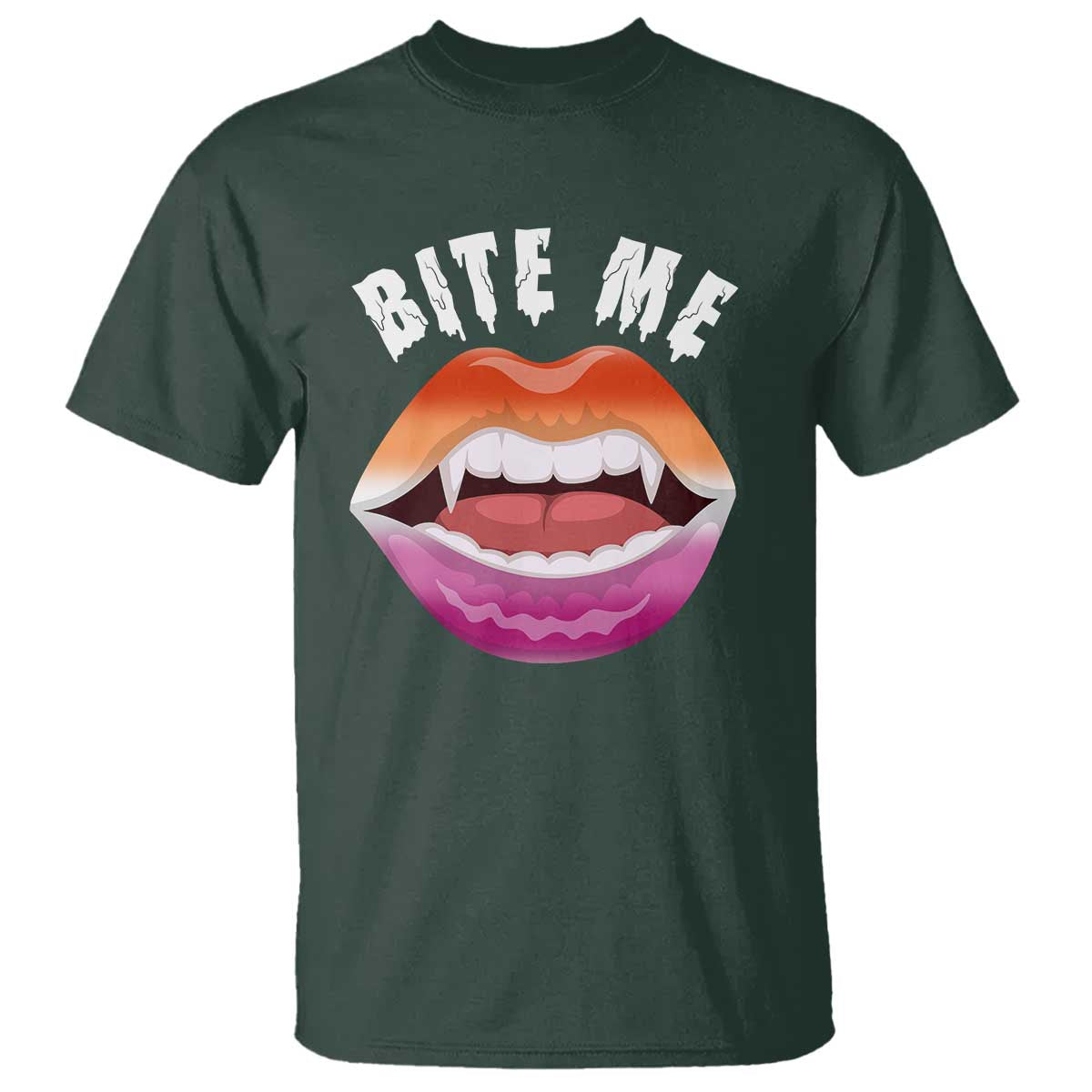 Vampire Lesbian T Shirt Bite Me Funny Halloween Spooky LGBT - Wonder Print Shop