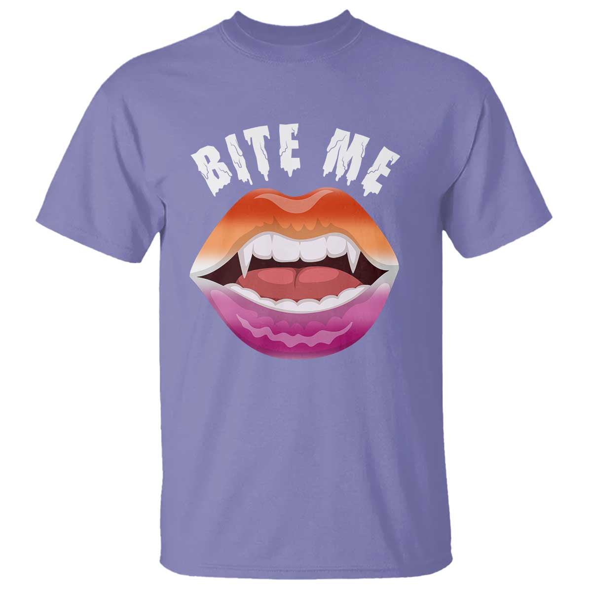 Vampire Lesbian T Shirt Bite Me Funny Halloween Spooky LGBT - Wonder Print Shop