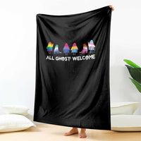 Funny Halloween Throw Blanket All Ghost Welcome Cute Ghost Rainbow - Wonder Print Shop