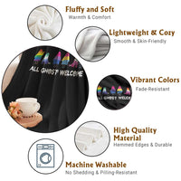 Funny Halloween Throw Blanket All Ghost Welcome Cute Ghost Rainbow - Wonder Print Shop