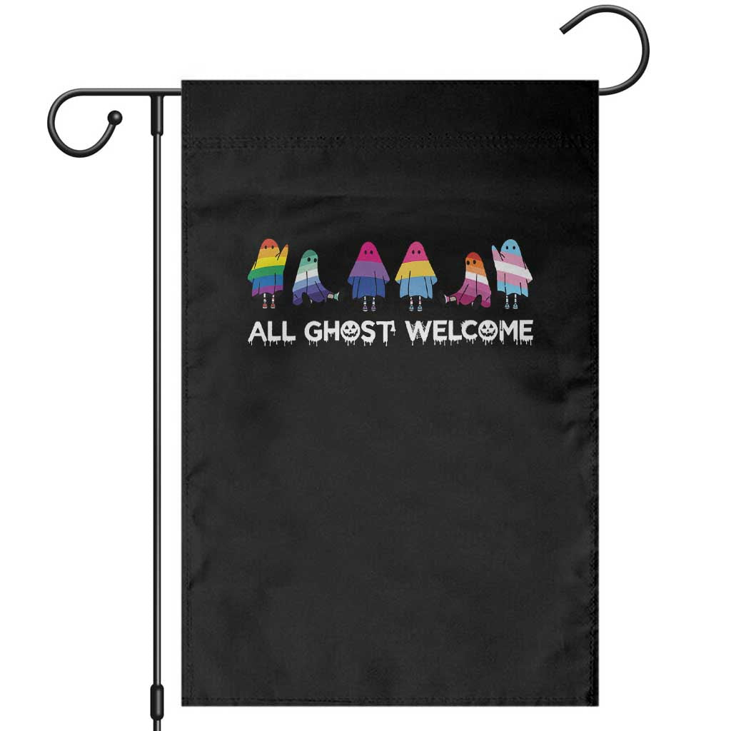 Funny Halloween Garden Flag All Ghost Welcome Cute Ghost Rainbow - Wonder Print Shop