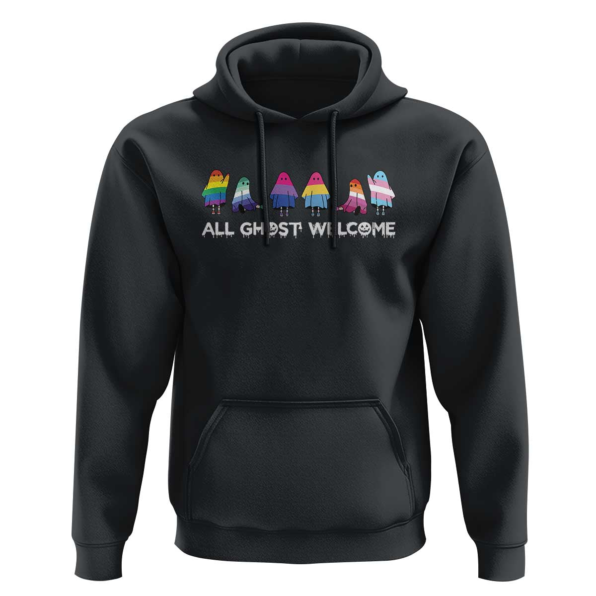 Funny Halloween Hoodie All Ghost Welcome Cute Ghost Rainbow