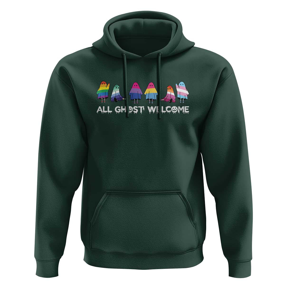 Funny Halloween Hoodie All Ghost Welcome Cute Ghost Rainbow