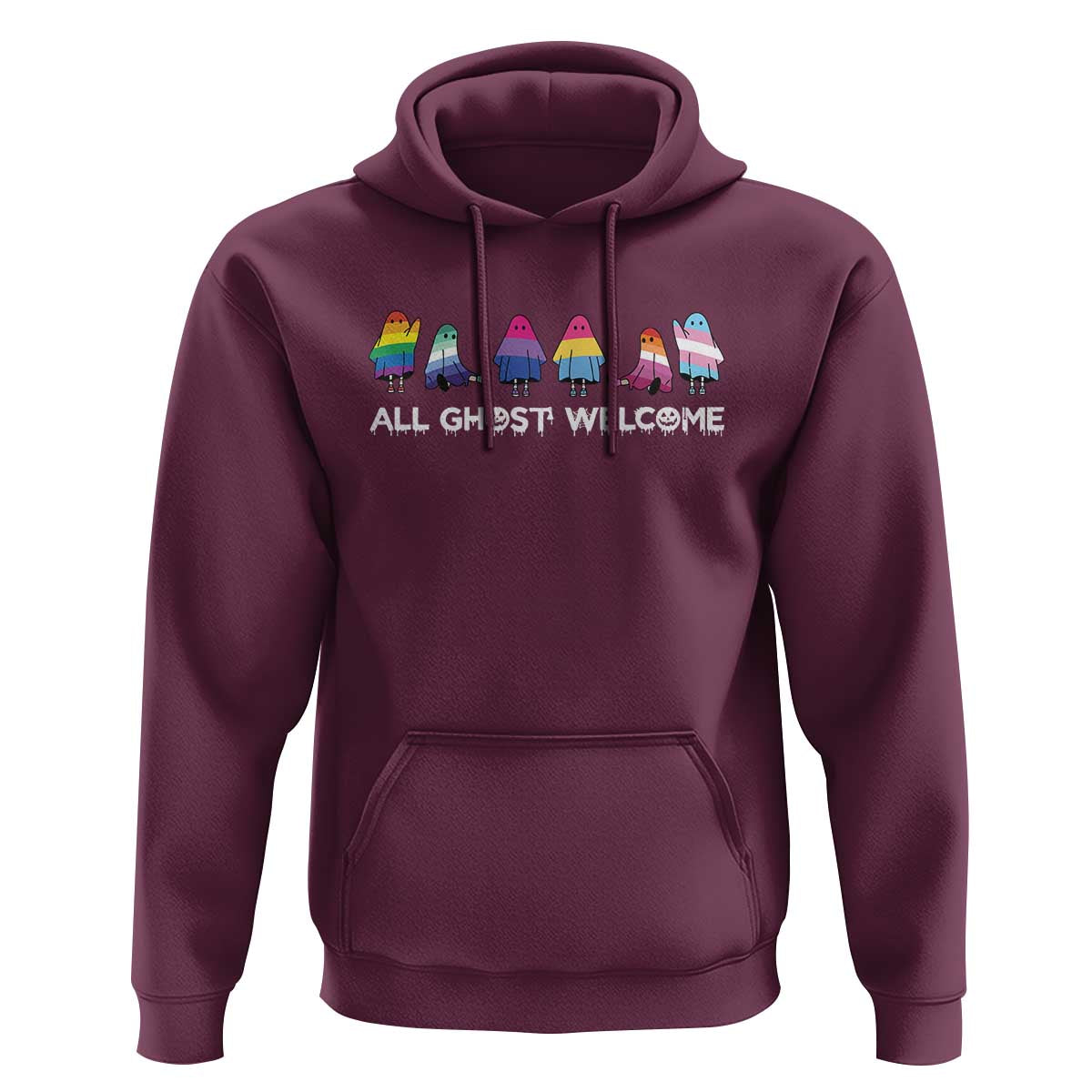 Funny Halloween Hoodie All Ghost Welcome Cute Ghost Rainbow
