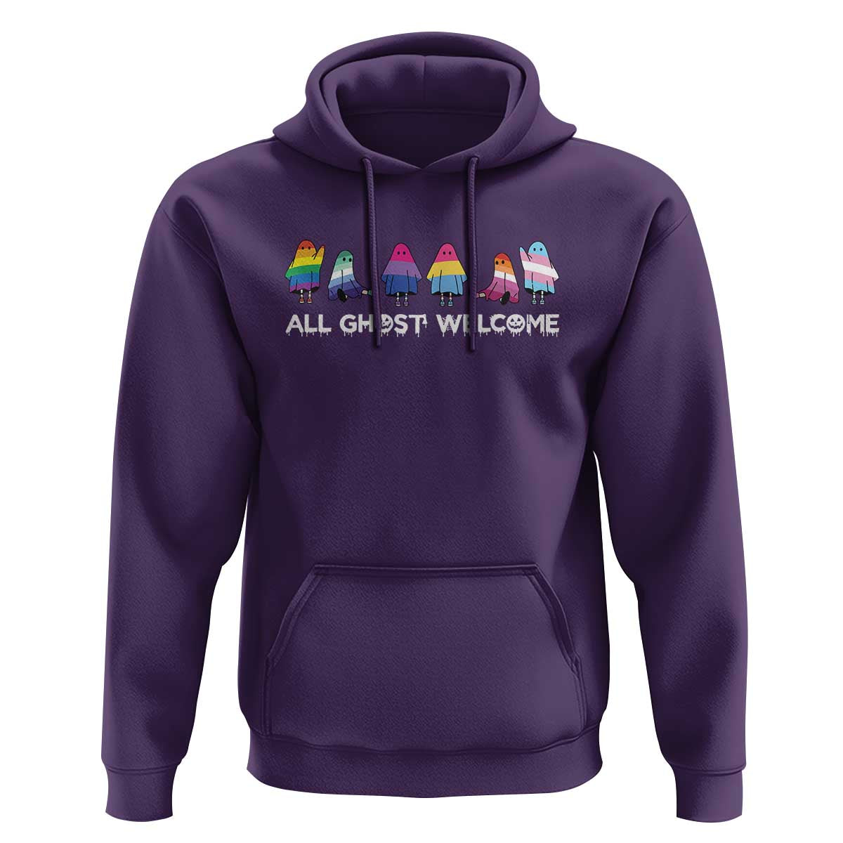 Funny Halloween Hoodie All Ghost Welcome Cute Ghost Rainbow