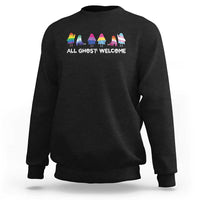 Funny Halloween Sweatshirt All Ghost Welcome Cute Ghost Rainbow - Wonder Print Shop