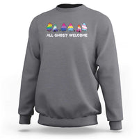 Funny Halloween Sweatshirt All Ghost Welcome Cute Ghost Rainbow - Wonder Print Shop