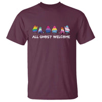 Funny Halloween T Shirt All Ghost Welcome Cute Ghost Rainbow - Wonder Print Shop