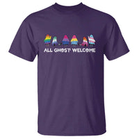 Funny Halloween T Shirt All Ghost Welcome Cute Ghost Rainbow - Wonder Print Shop