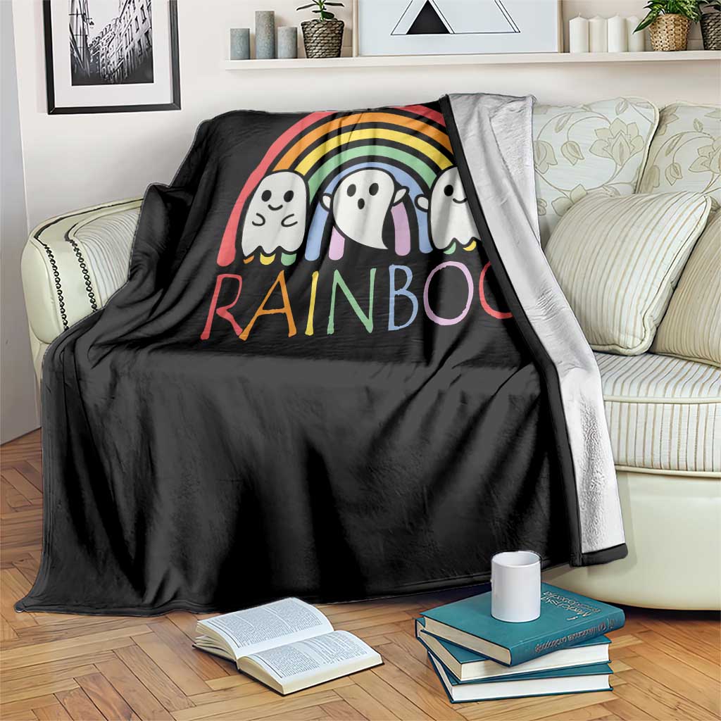 Funny Halloween Throw Blanket Rainboo Cute Ghost Rainbow - Wonder Print Shop