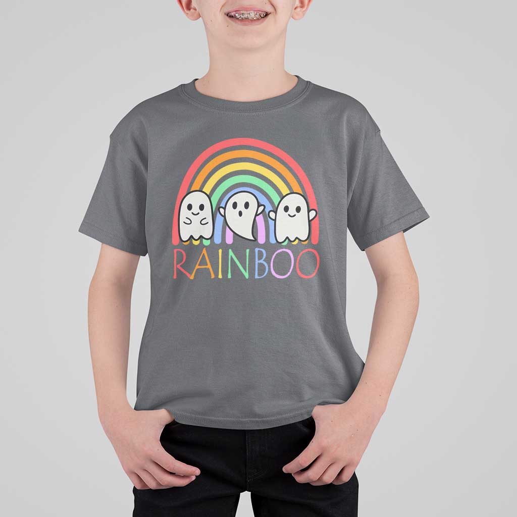 Funny Halloween T Shirt For Kid Rainboo Cute Ghost Rainbow - Wonder Print Shop