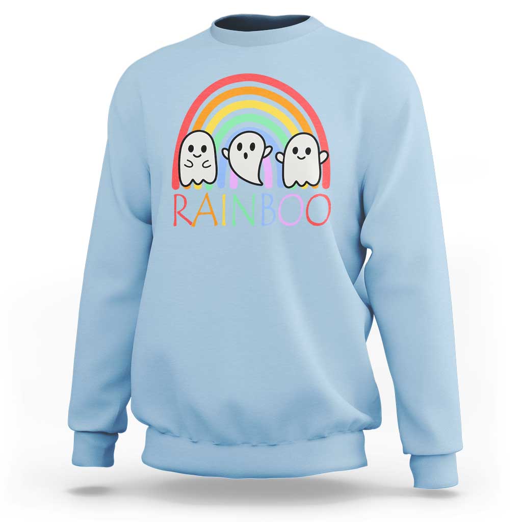 Funny Halloween Sweatshirt Rainboo Cute Ghost Rainbow - Wonder Print Shop
