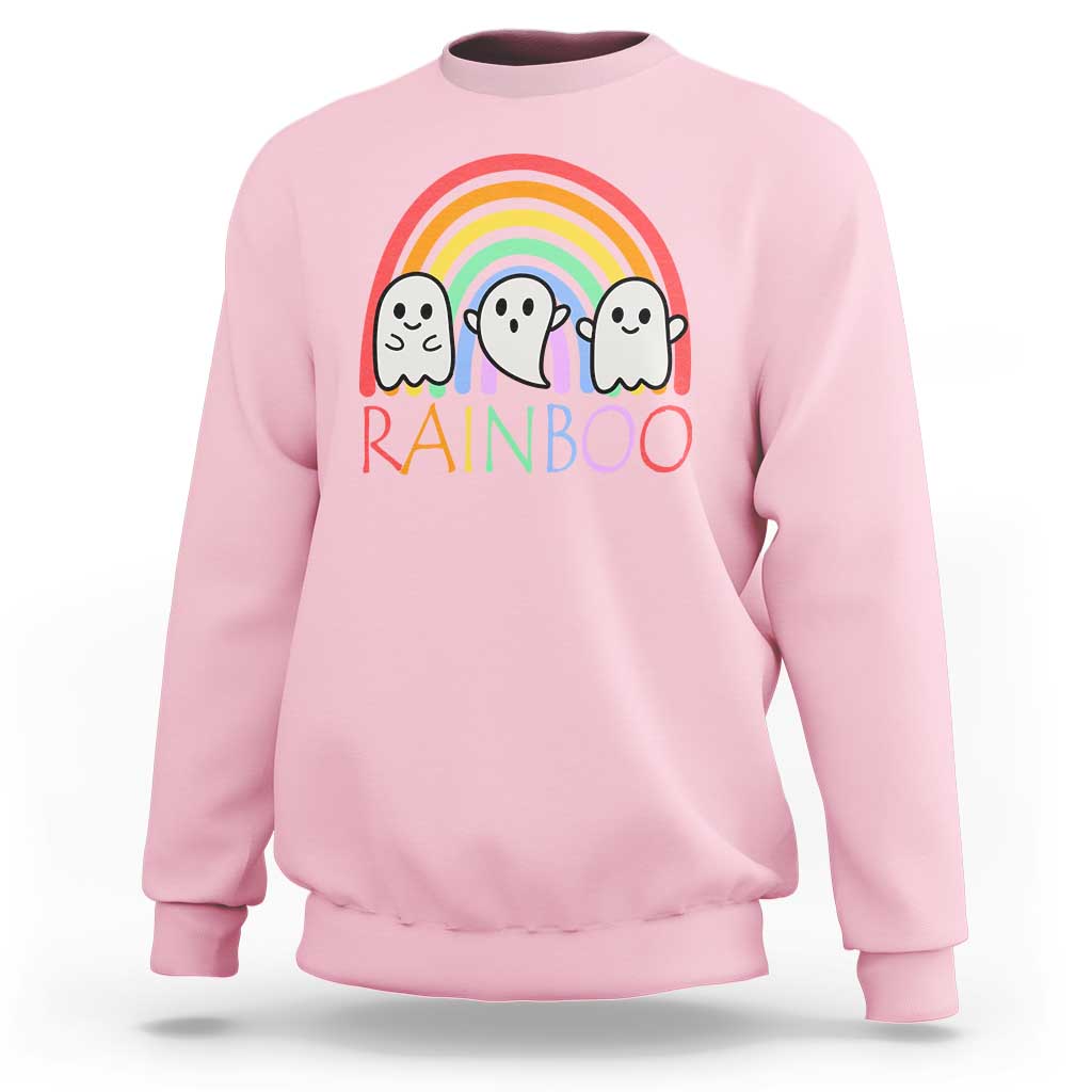 Funny Halloween Sweatshirt Rainboo Cute Ghost Rainbow - Wonder Print Shop