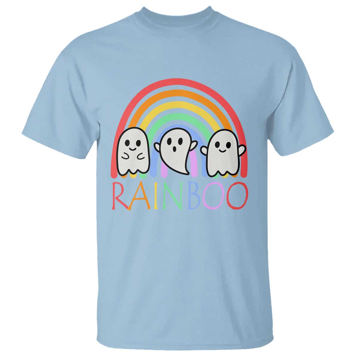 Funny Halloween T Shirt Rainboo Cute Ghost Rainbow - Wonder Print Shop