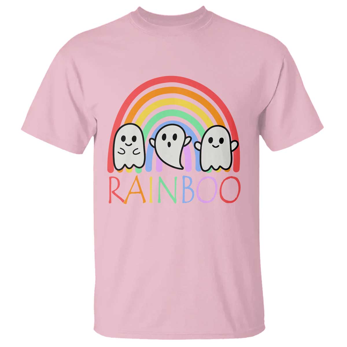 Funny Halloween T Shirt Rainboo Cute Ghost Rainbow - Wonder Print Shop