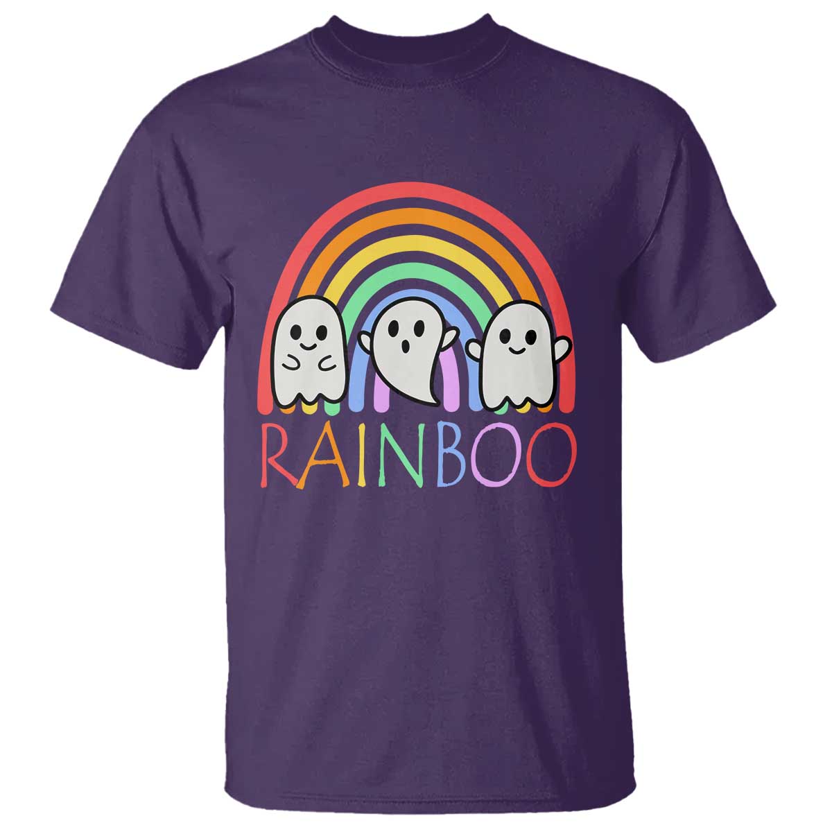 Funny Halloween T Shirt Rainboo Cute Ghost Rainbow - Wonder Print Shop