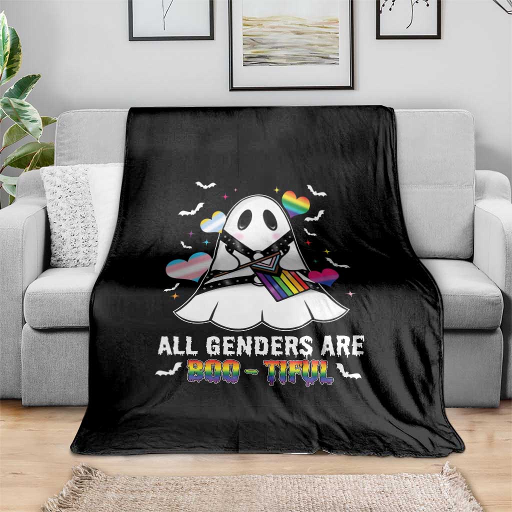Funny Halloween LGBT Throw Blanket All Genders Are Bootiful Rainbow Flag - Wonder Print Shop