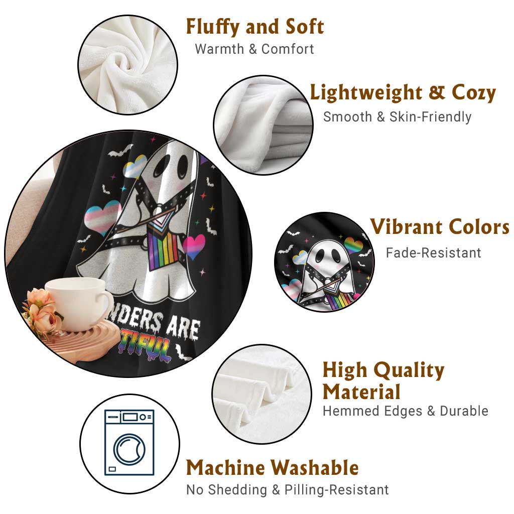 Funny Halloween LGBT Throw Blanket All Genders Are Bootiful Rainbow Flag - Wonder Print Shop