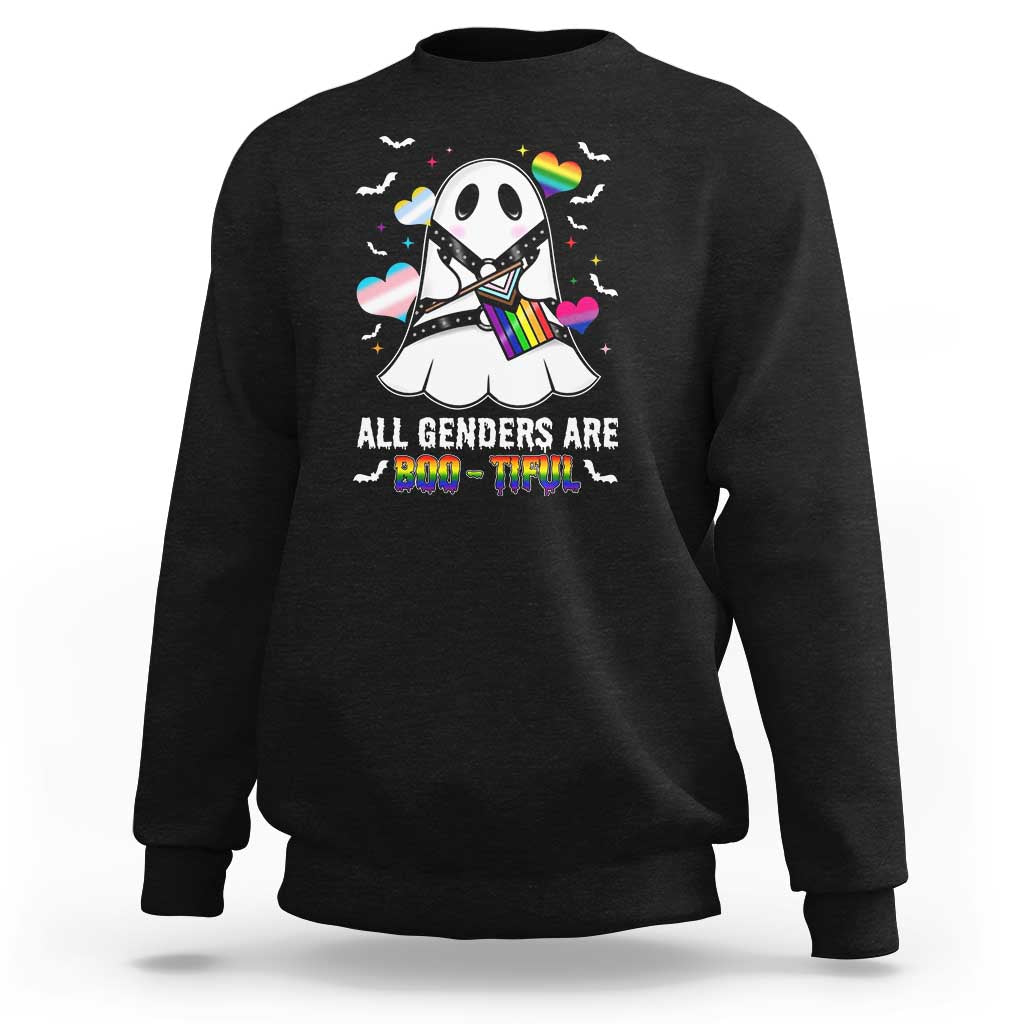 Funny Halloween LGBT Sweatshirt All Genders Are Bootiful Rainbow Flag - Wonder Print Shop