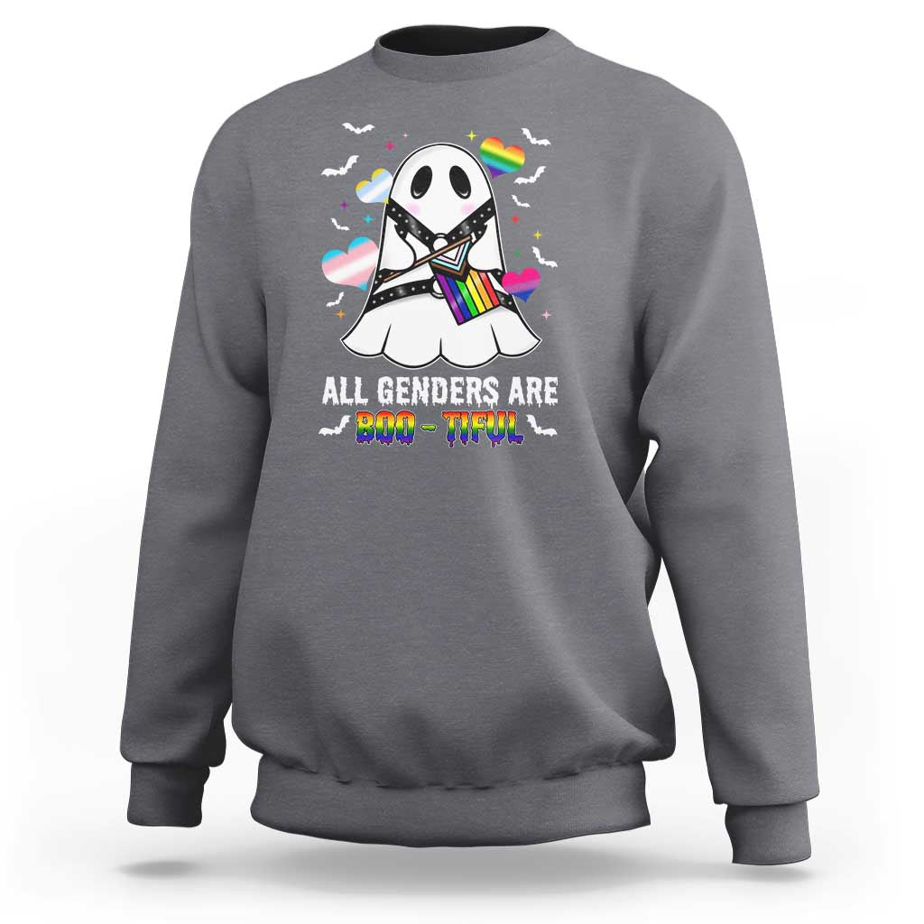 Funny Halloween LGBT Sweatshirt All Genders Are Bootiful Rainbow Flag - Wonder Print Shop