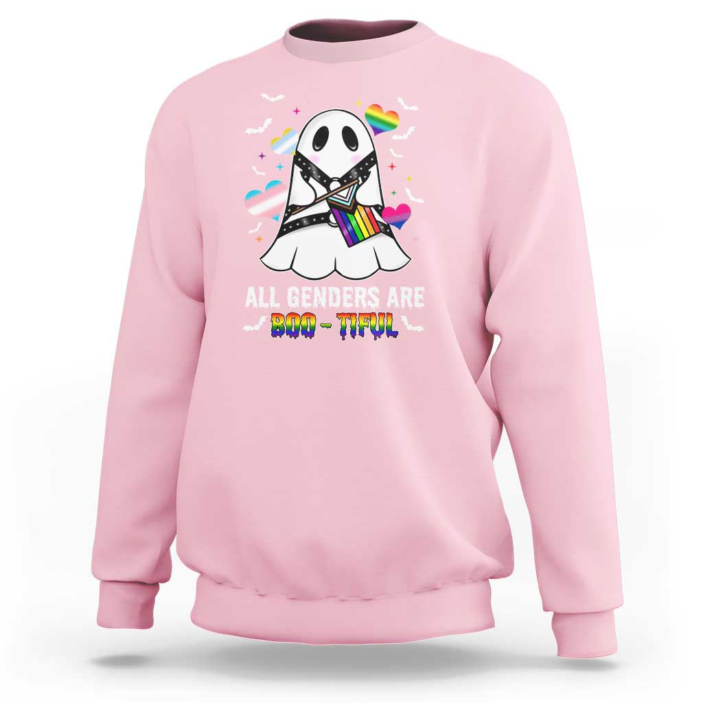 Funny Halloween LGBT Sweatshirt All Genders Are Bootiful Rainbow Flag - Wonder Print Shop