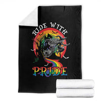 Funny Halloween LGBT Throw Blanket Ride With Pride Witch Rainbow Spooky And Pride - Wonder Print Shop