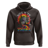 Funny Halloween LGBT Hoodie Ride With Pride Witch Rainbow Spooky And Pride