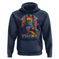 Funny Halloween LGBT Hoodie Ride With Pride Witch Rainbow Spooky And Pride