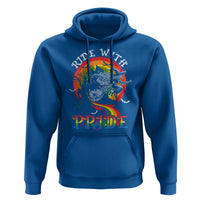 Funny Halloween LGBT Hoodie Ride With Pride Witch Rainbow Spooky And Pride