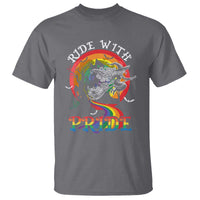 Funny Halloween LGBT T Shirt Ride With Pride Witch Rainbow Spooky And Pride - Wonder Print Shop