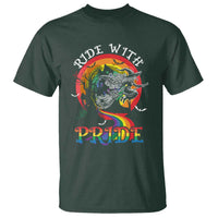 Funny Halloween LGBT T Shirt Ride With Pride Witch Rainbow Spooky And Pride - Wonder Print Shop