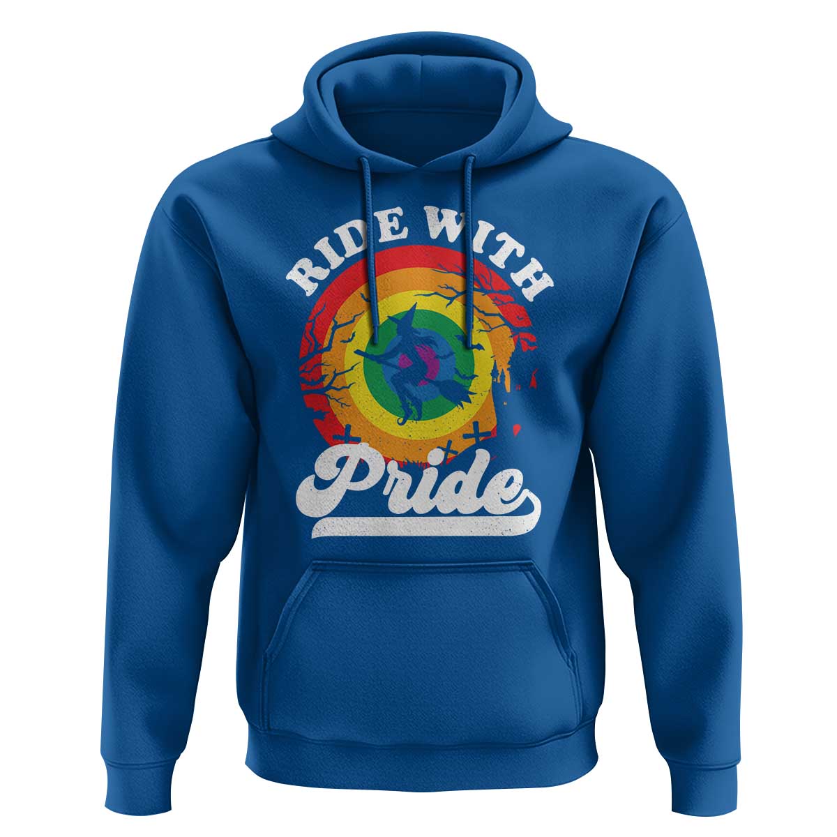 Funny Halloween LGBT Hoodie Ride With Pride Witch Rainbow
