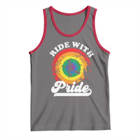 Funny Halloween LGBT Tank Top Ride With Pride Witch Rainbow