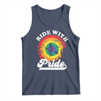 Funny Halloween LGBT Tank Top Ride With Pride Witch Rainbow