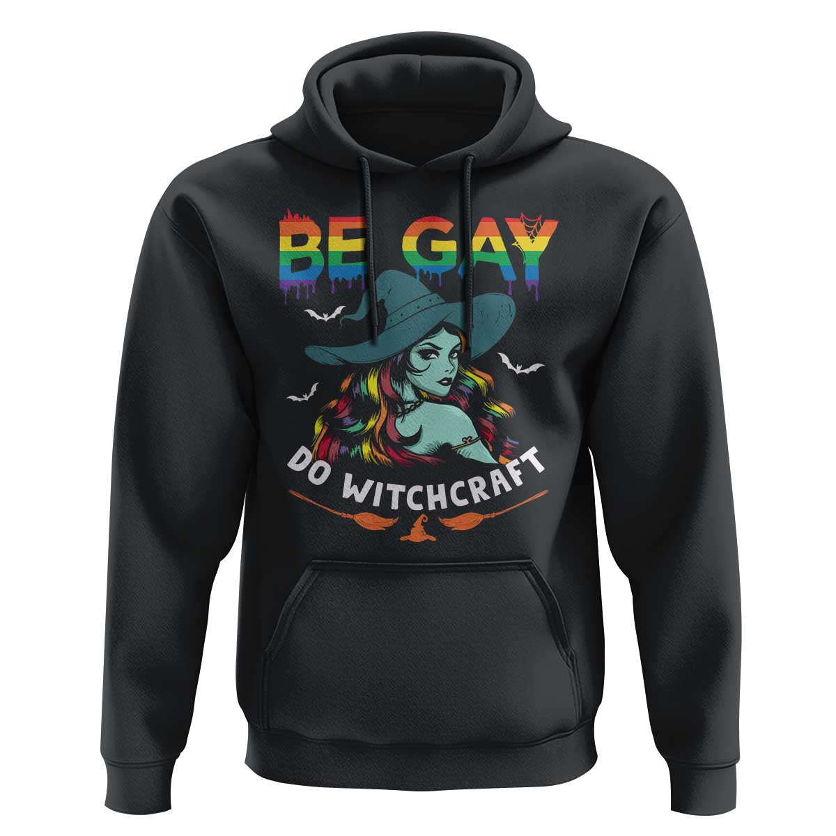 Funny Halloween LGBT Hoodie Be Gay Do Witchcraft Rainbow Witch