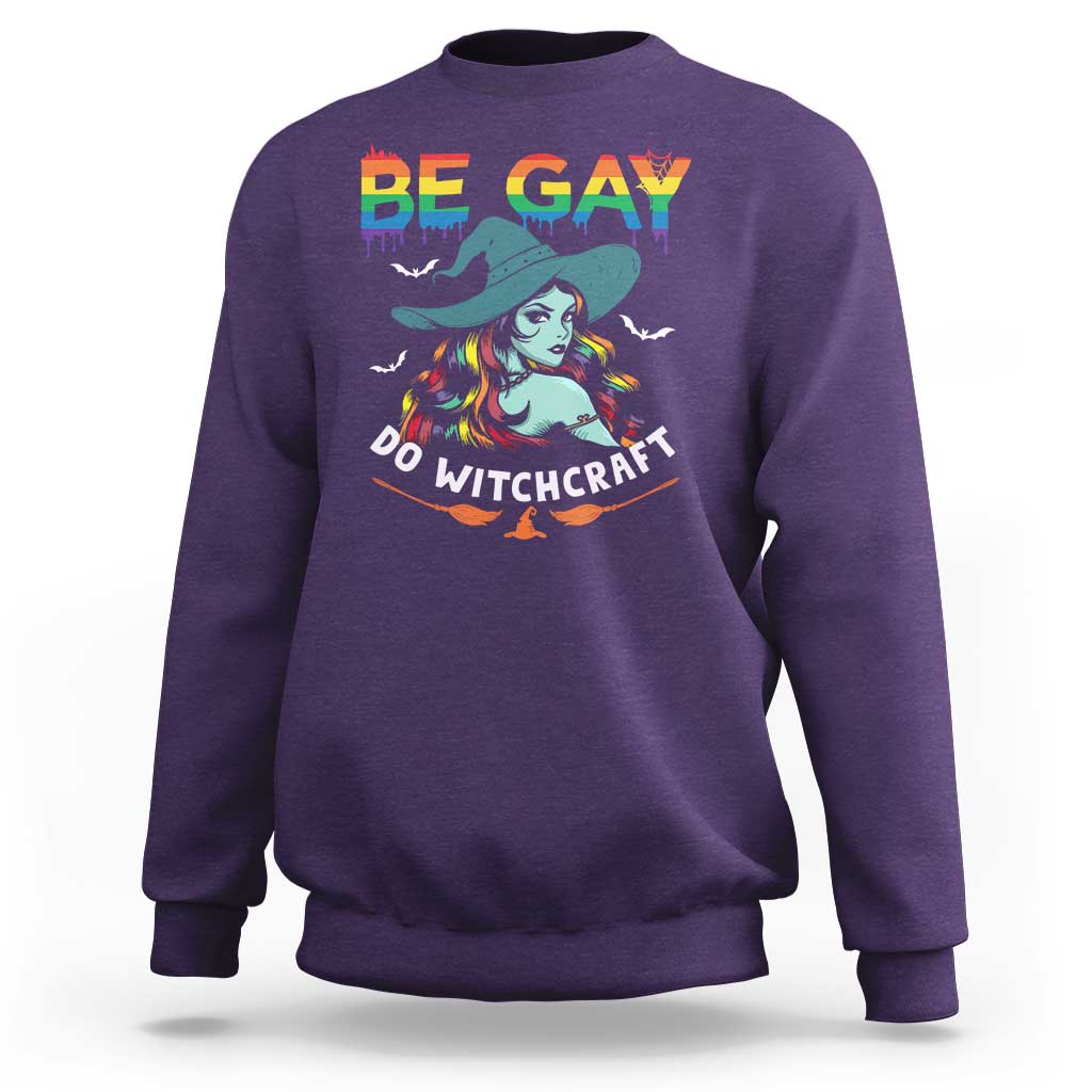 Funny Halloween LGBT Sweatshirt Be Gay Do Witchcraft Rainbow Witch - Wonder Print Shop