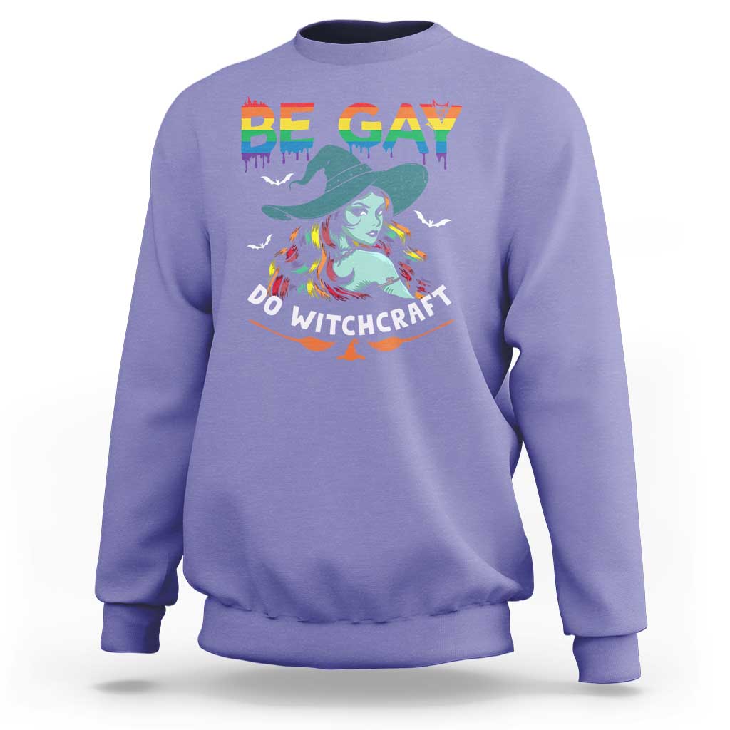 Funny Halloween LGBT Sweatshirt Be Gay Do Witchcraft Rainbow Witch - Wonder Print Shop