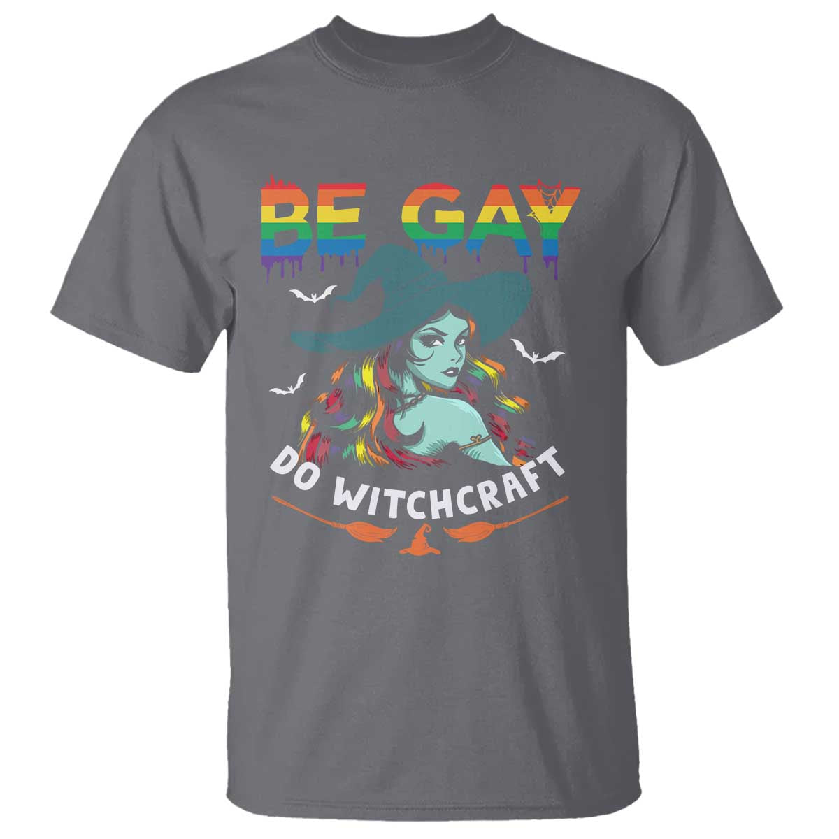 Funny Halloween LGBT T Shirt Be Gay Do Witchcraft Rainbow Witch - Wonder Print Shop