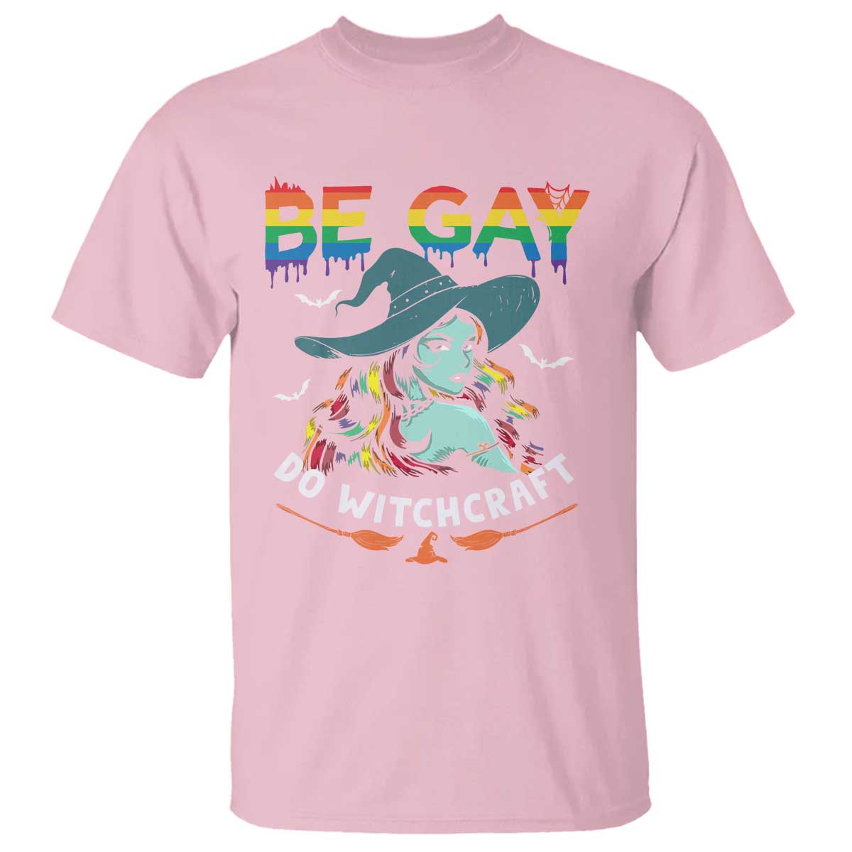 Funny Halloween LGBT T Shirt Be Gay Do Witchcraft Rainbow Witch - Wonder Print Shop