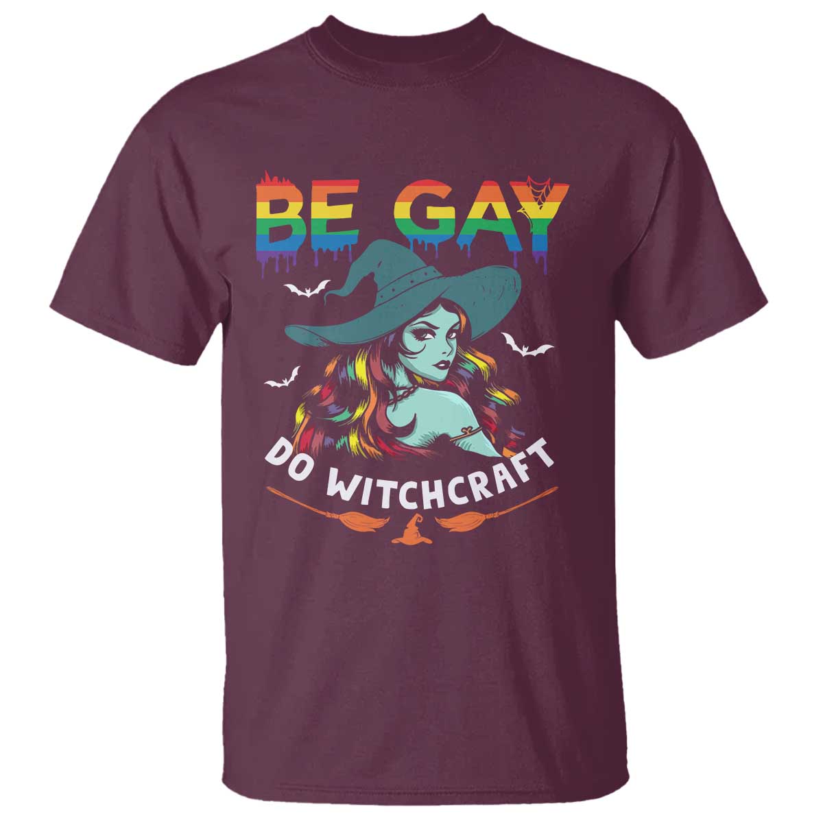 Funny Halloween LGBT T Shirt Be Gay Do Witchcraft Rainbow Witch - Wonder Print Shop