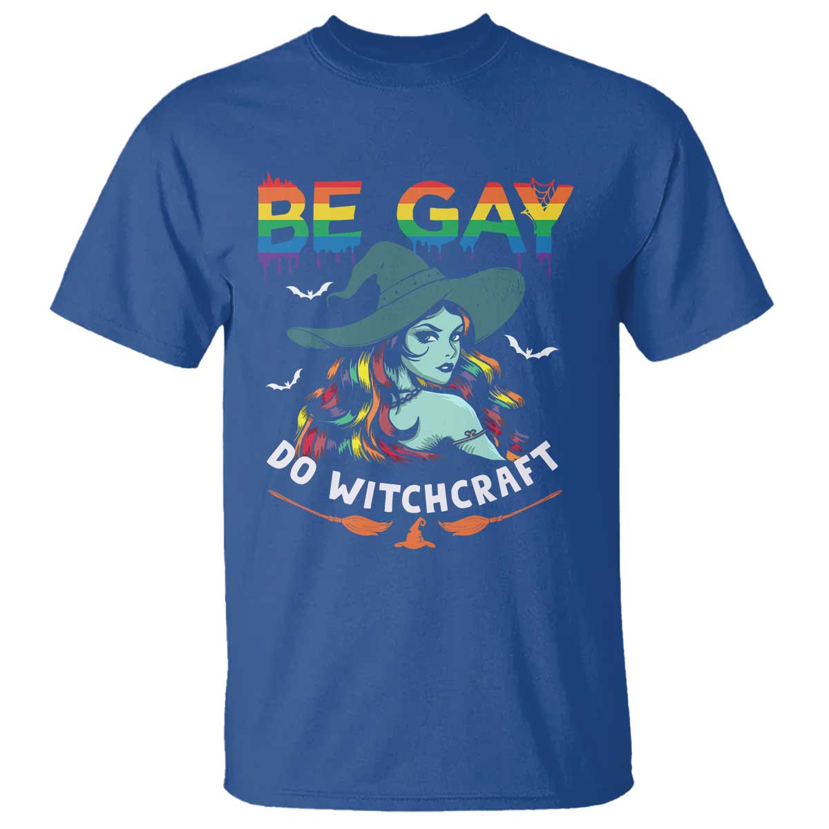 Funny Halloween LGBT T Shirt Be Gay Do Witchcraft Rainbow Witch - Wonder Print Shop