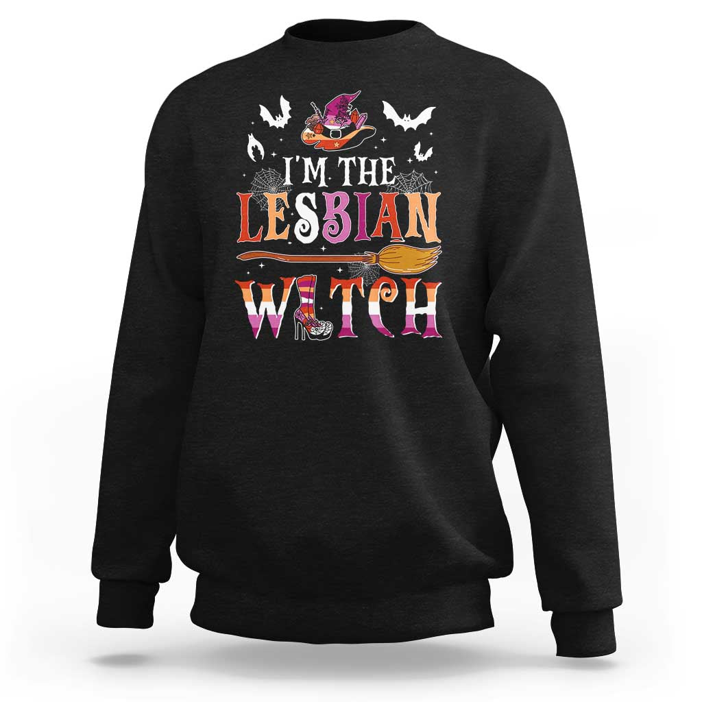 Funny Halloween LGBT Sweatshirt I'm The Lesbian Witch Spooky Season - Wonder Print Shop
