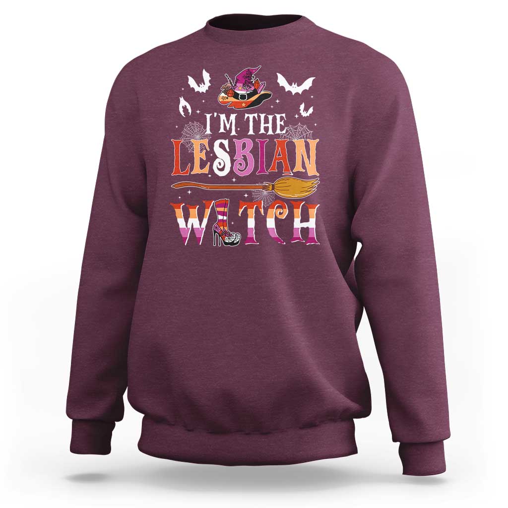 Funny Halloween LGBT Sweatshirt I'm The Lesbian Witch Spooky Season - Wonder Print Shop