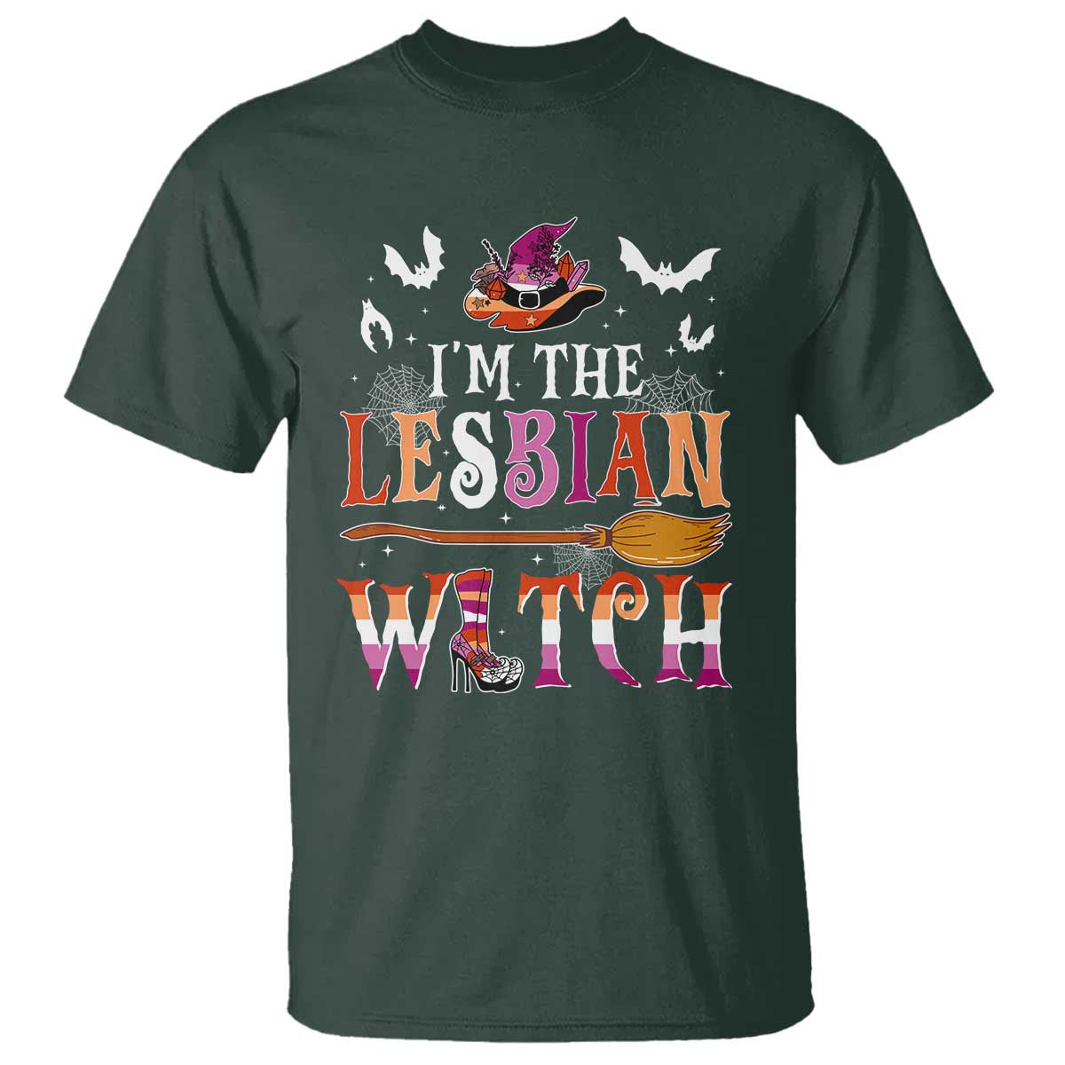 Funny Halloween LGBT T Shirt I'm The Lesbian Witch Spooky Season - Wonder Print Shop
