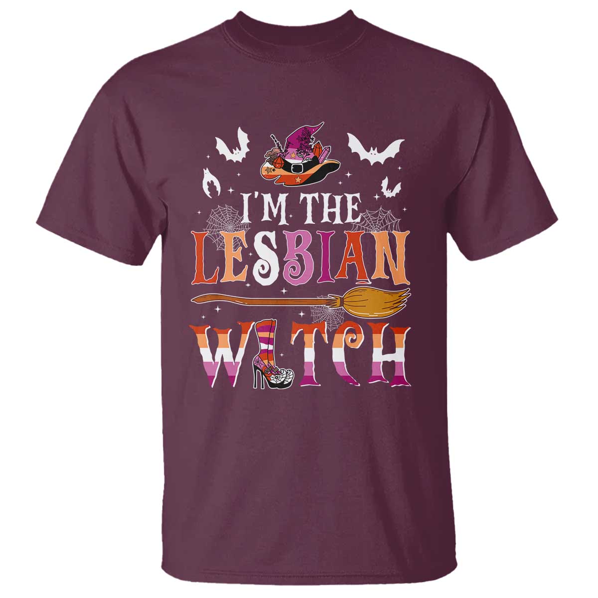 Funny Halloween LGBT T Shirt I'm The Lesbian Witch Spooky Season - Wonder Print Shop