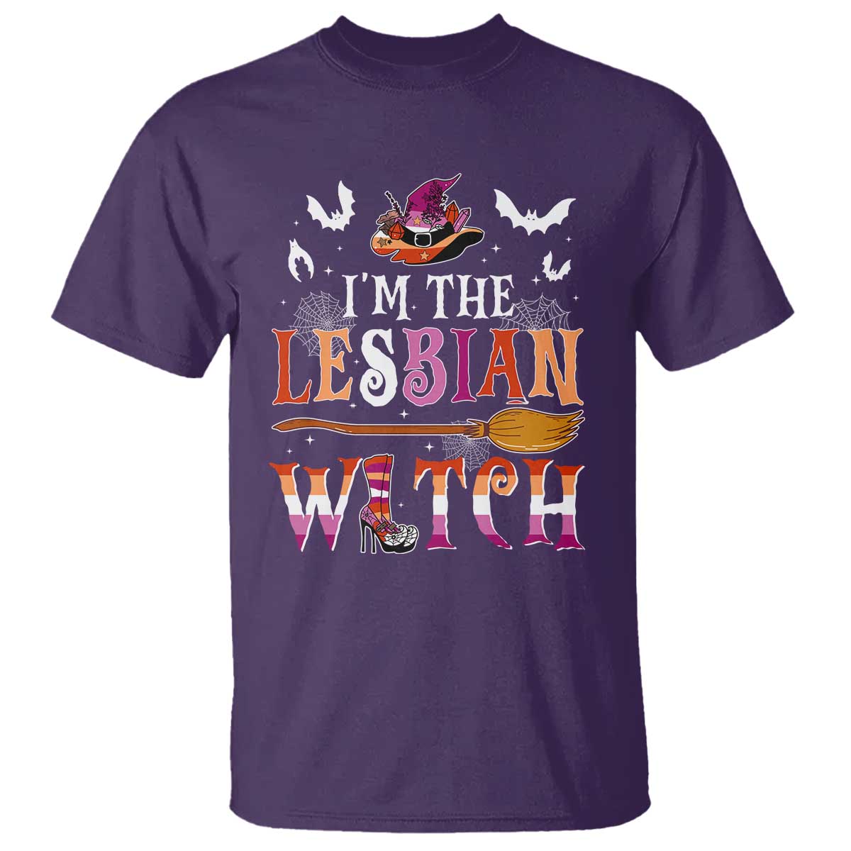 Funny Halloween LGBT T Shirt I'm The Lesbian Witch Spooky Season - Wonder Print Shop