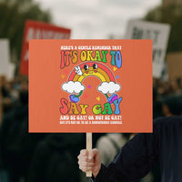 LGBT Ally Protest Sign It’s Ok To Say Gay Come Out Groovy Rainbow - Wonder Print Shop