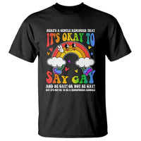 LGBT Ally T Shirt Its Ok To Say Gay Come Out Groovy Rainbow - Wonder Print Shop